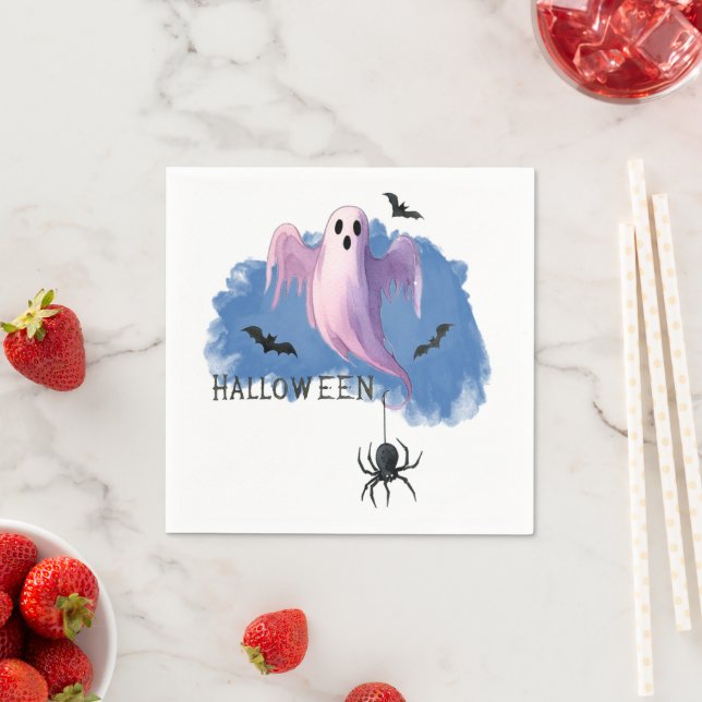 HALLOWEEN Ghost With Spider Napkins (Insitu)