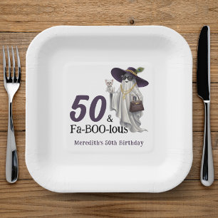 Halloween Ghost Women's Fabulous 50th Birthday Paper Plates