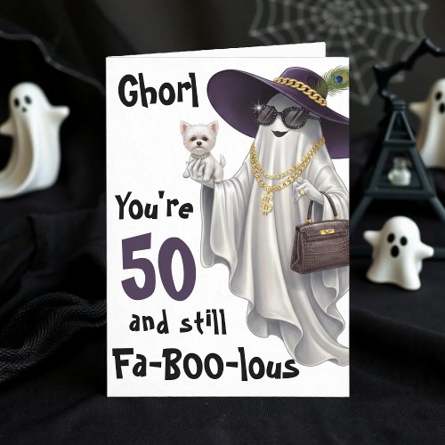 Halloween Ghost Womens Funny Happy 50th Birthday