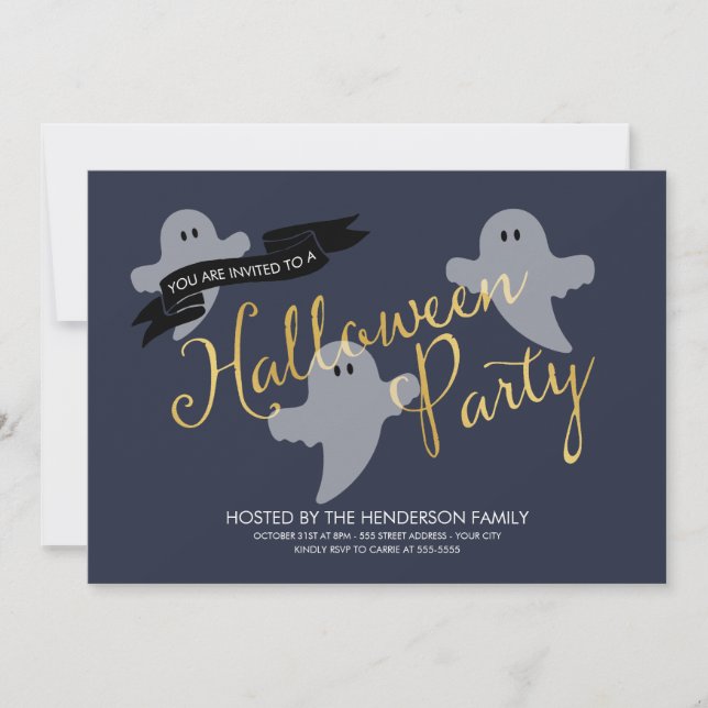 Halloween Ghosties - Halloween Party Invitation (Front)