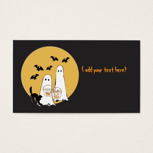 Customizable halloween ghosties on  black, business card template