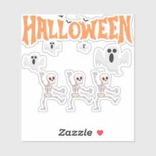 Halloween Ghosts and Dancing Skeletons Sticker