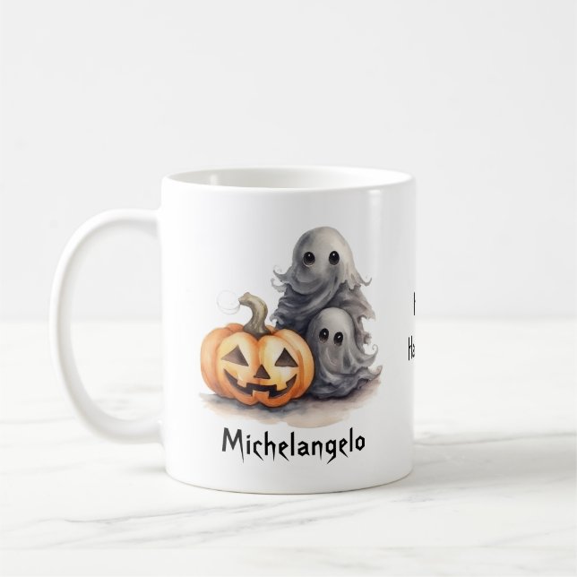Halloween Ghosts and Jack-o-Lantern Personalize Coffee Mug (Left)