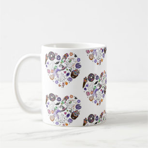 Halloween Ghosts and Pumpkin Clipart Heart shape Coffee Mug