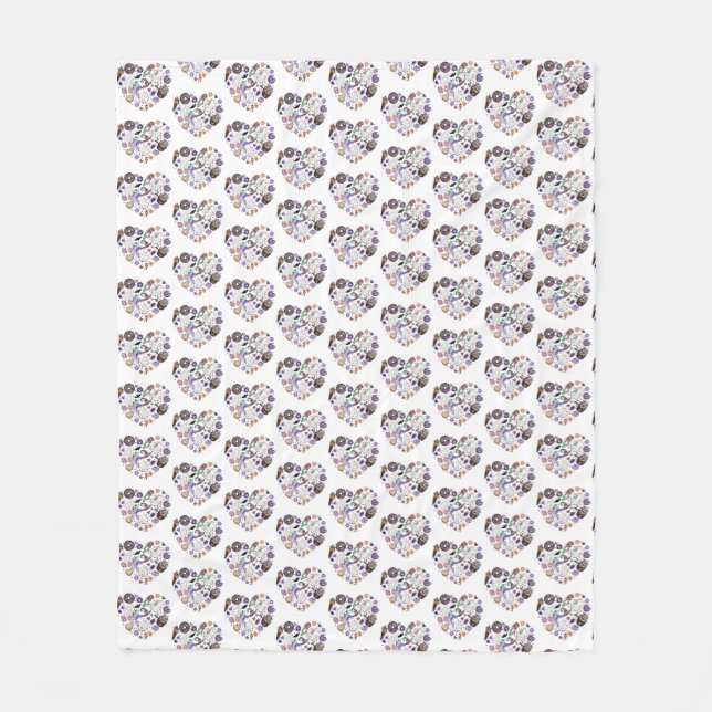 Halloween Ghosts and Pumpkin Clipart Heart shape Fleece Blanket (Front)