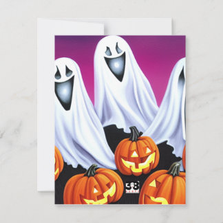 Halloween Ghosts and Pumpkins Note Card