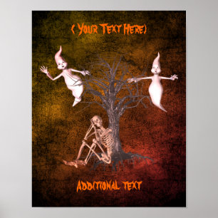 Halloween Ghosts And Skeleton Personalized  Poster
