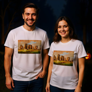 Halloween Ghosts At Glastonbury Painting Design Tri-Blend Shirt