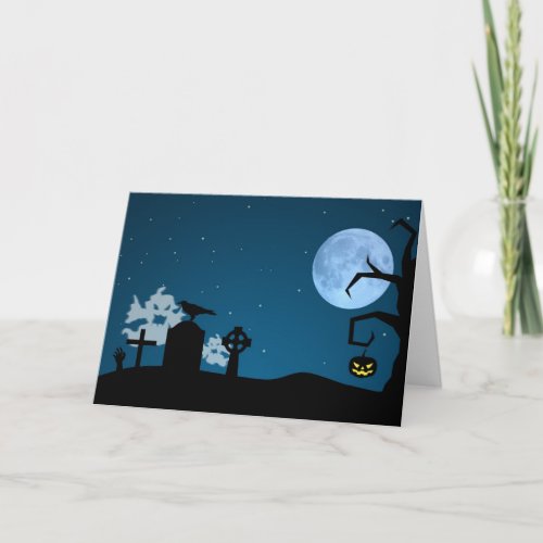 Halloween Ghosts at Graveyard Card