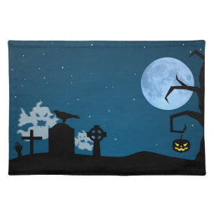 Halloween Ghosts at Graveyard Placemat