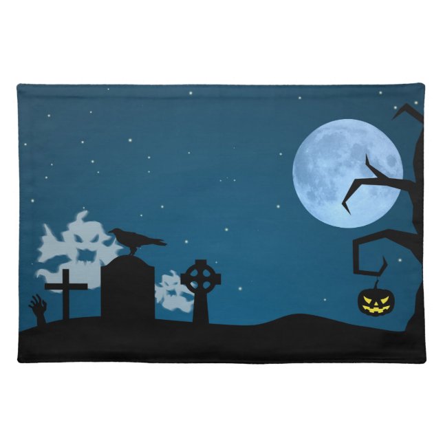 Halloween Ghosts at Graveyard Placemat (Front)
