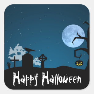 Halloween Ghosts at Graveyard Square Sticker