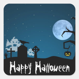 Halloween Ghosts at Graveyard Square Sticker