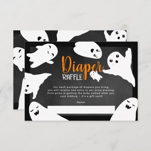 Halloween ghosts black diaper raffle baby shower enclosure card