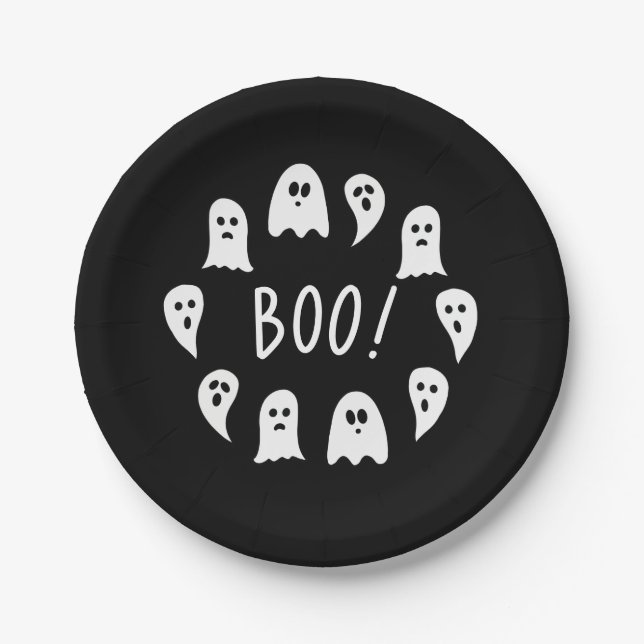 Halloween Ghosts Boo Paper Plates (Front)