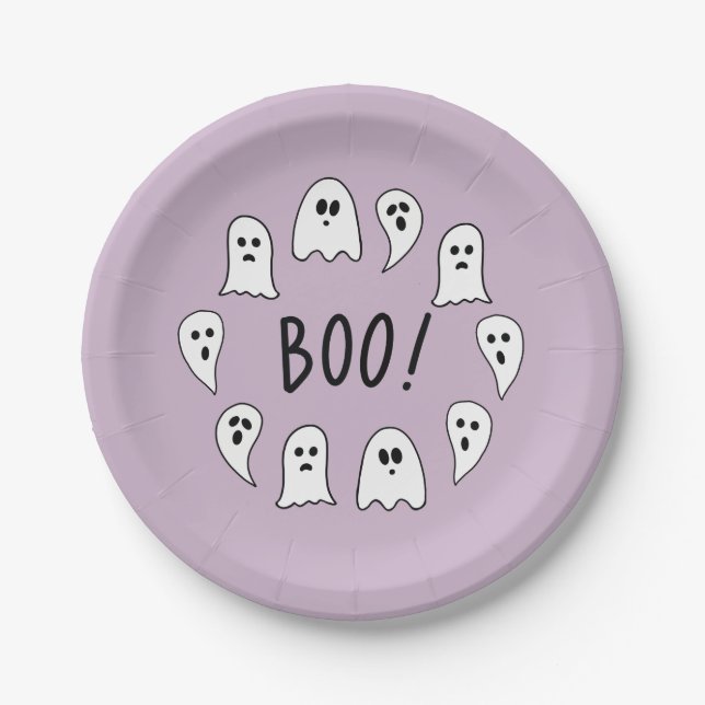 Halloween Ghosts Boo Paper Plates (Front)