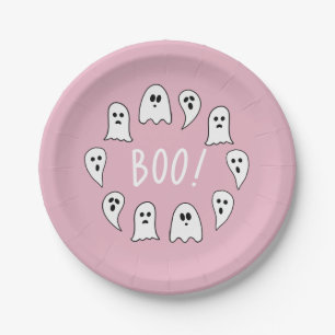 Halloween Ghosts Boo Pink Paper Plates