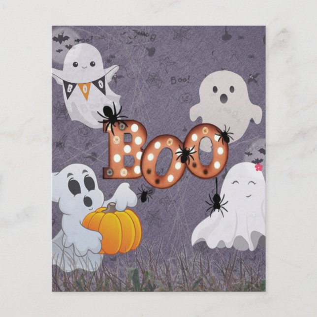 Halloween Ghosts Boo Scrapbook Paper  (Front)