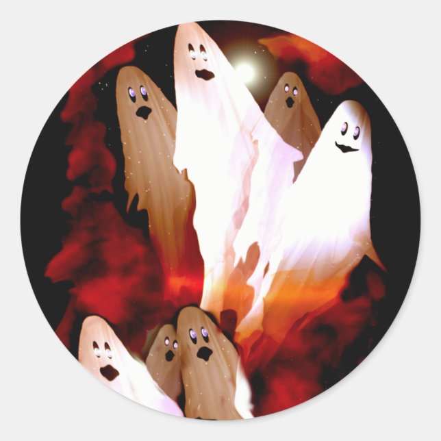 Halloween Ghosts Classic Round Sticker (Front)
