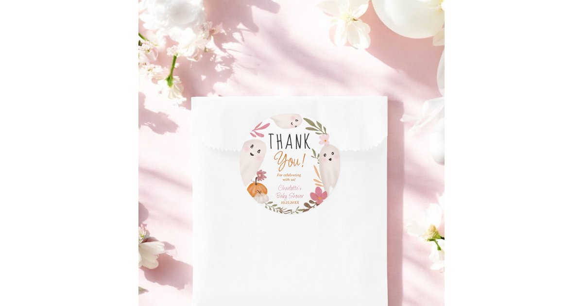 Halloween Ghosts Cute baby shower thank you Classic Round Sticker | Zazzle
