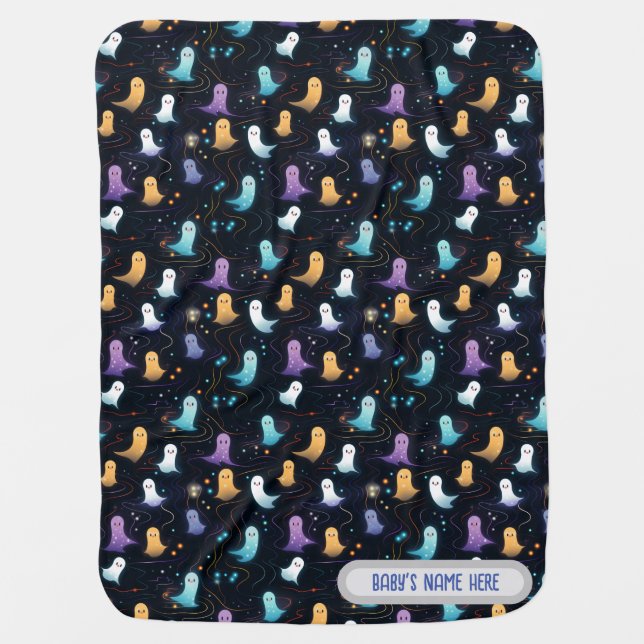 Halloween Ghosts Dark Baby Blanket (Front)