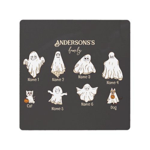 Halloween Ghosts Family Custom Names and  Pets Metal Print