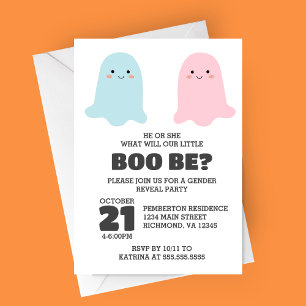Halloween Ghosts Gender Reveal Party Invitation