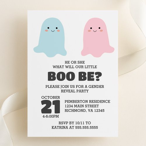 Halloween Ghosts Gender Reveal Party Invitation