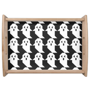 Halloween ghosts: geometric seamless pattern. serving tray