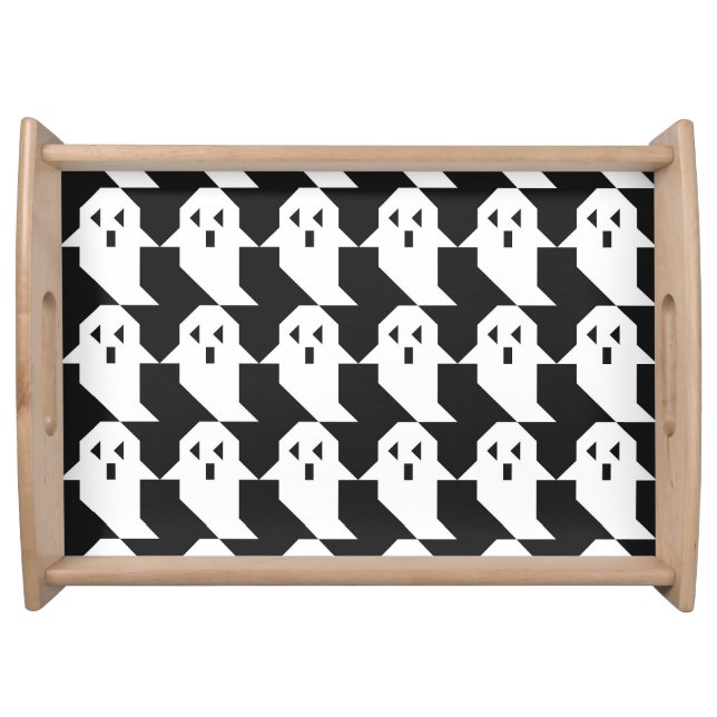Halloween ghosts: geometric seamless pattern. serving tray (Front)