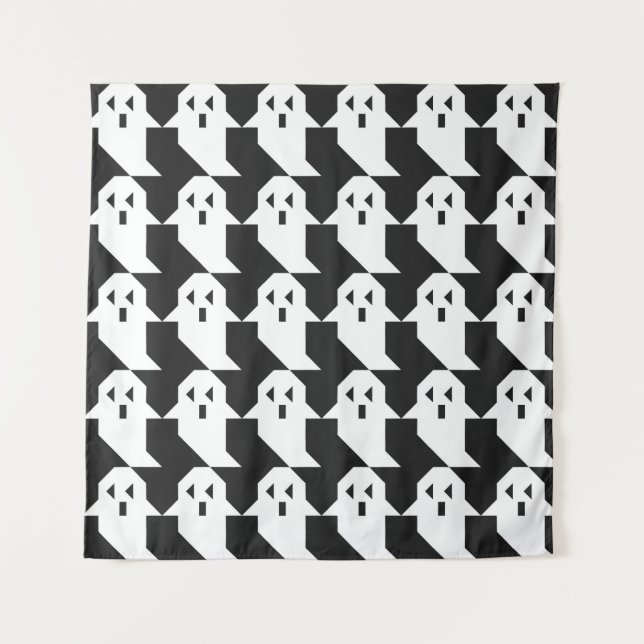 Halloween ghosts: geometric seamless pattern. tapestry (Front)