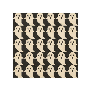 Halloween ghosts: geometric seamless pattern. wood wall art