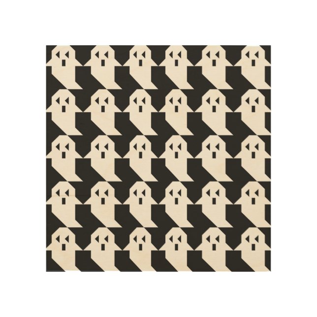 Halloween ghosts: geometric seamless pattern. wood wall art (Front)