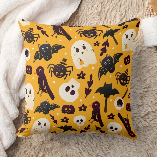 Halloween Ghosts & Ghouls Throw Pillow (Blanket)