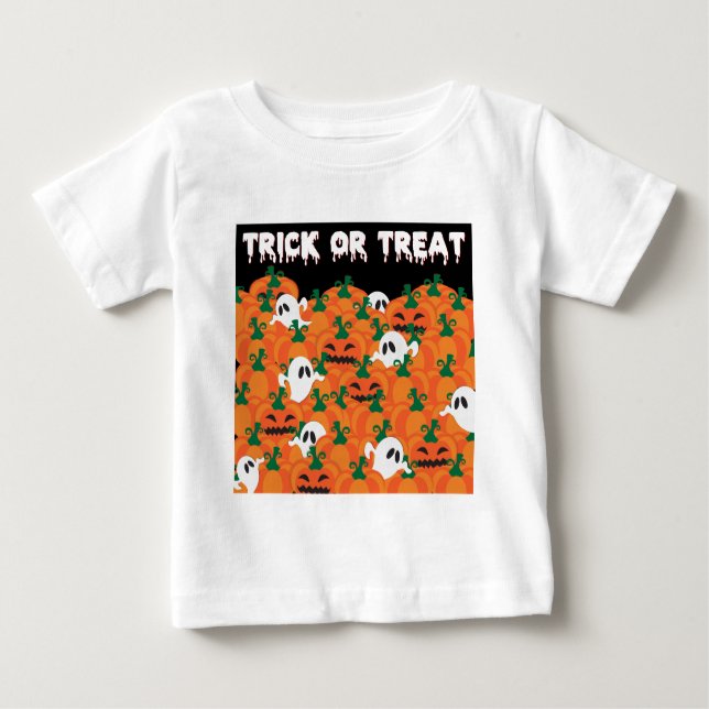 Halloween Ghosts Haunted Pumpkin Patch Baby T-Shirt (Front)