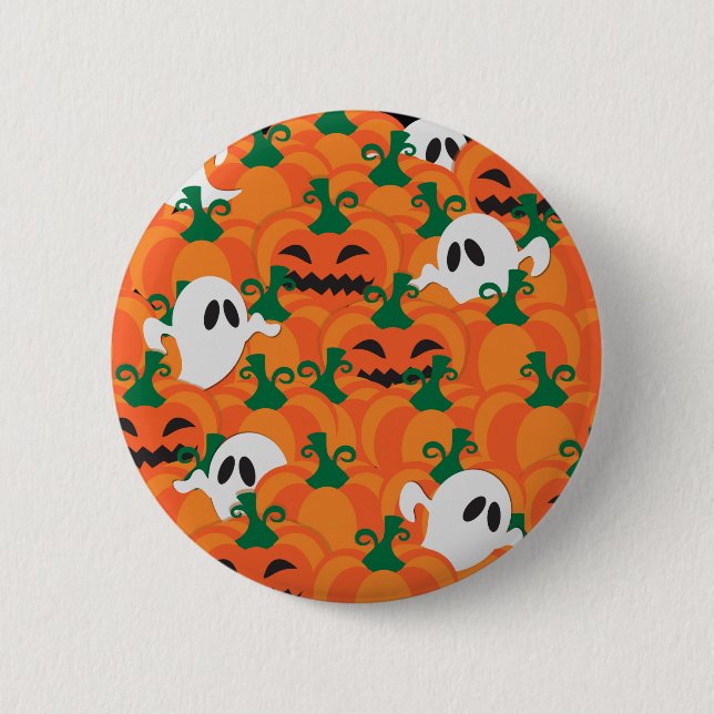 Halloween Ghosts Haunted Pumpkin Patch Button (Front)