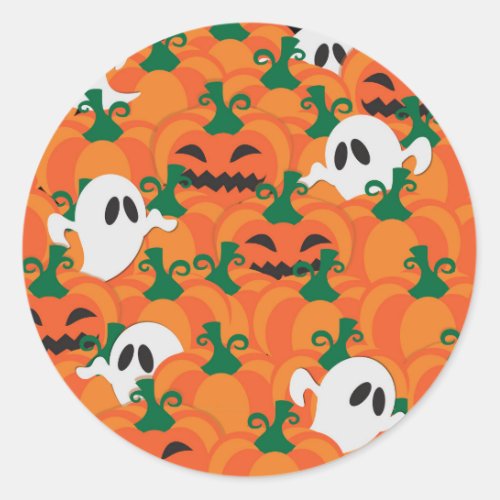 Halloween Ghosts Haunted Pumpkin Patch Classic Round Sticker