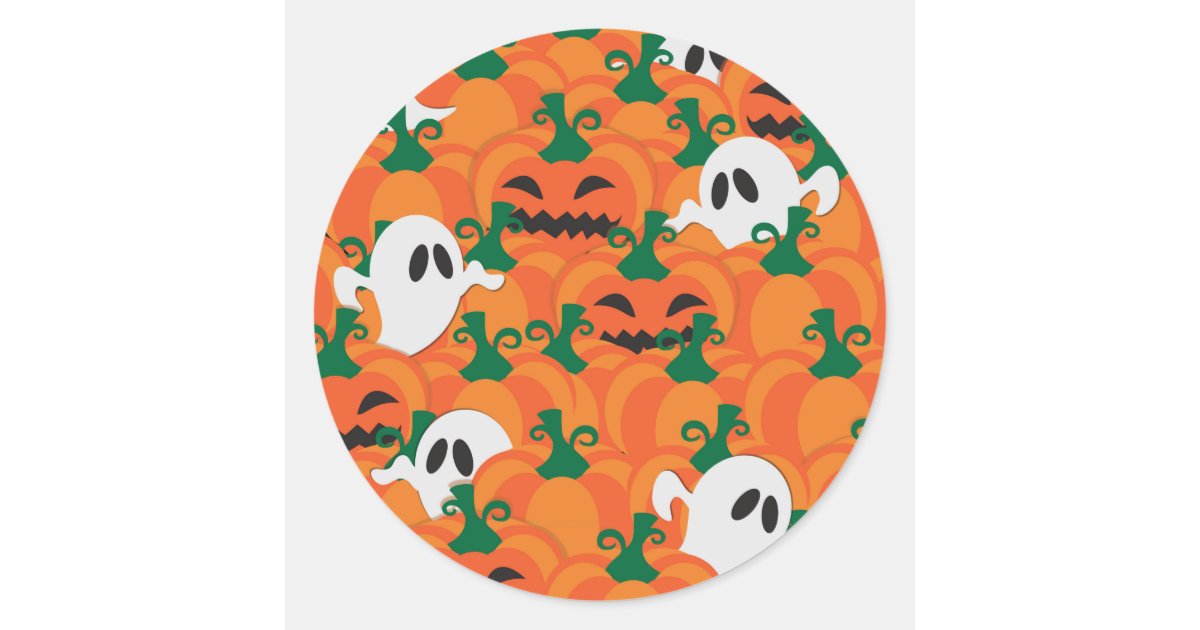 Halloween Ghosts Haunted Pumpkin Patch Classic Round Sticker | Zazzle