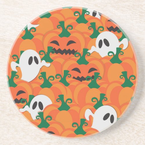 Halloween Ghosts Haunted Pumpkin Patch Drink Coaster