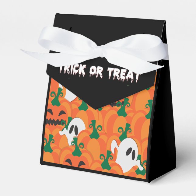 Halloween Ghosts Haunted Pumpkin Patch Favor Box (Front Side)