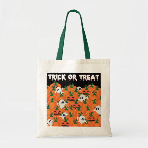 Halloween Ghosts Haunted Pumpkin Patch Large Tote 