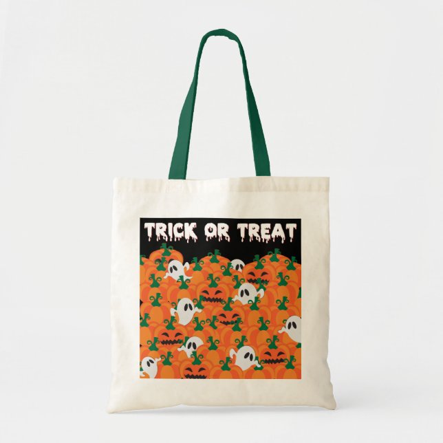 Halloween Ghosts Haunted Pumpkin Patch Large Tote  (Front)