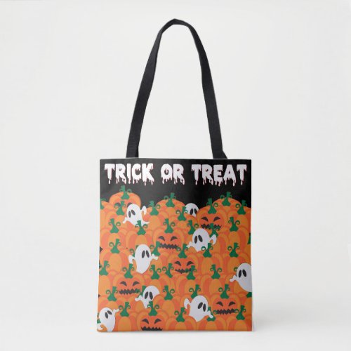 Halloween Ghosts Haunted Pumpkin Patch Large Tote 