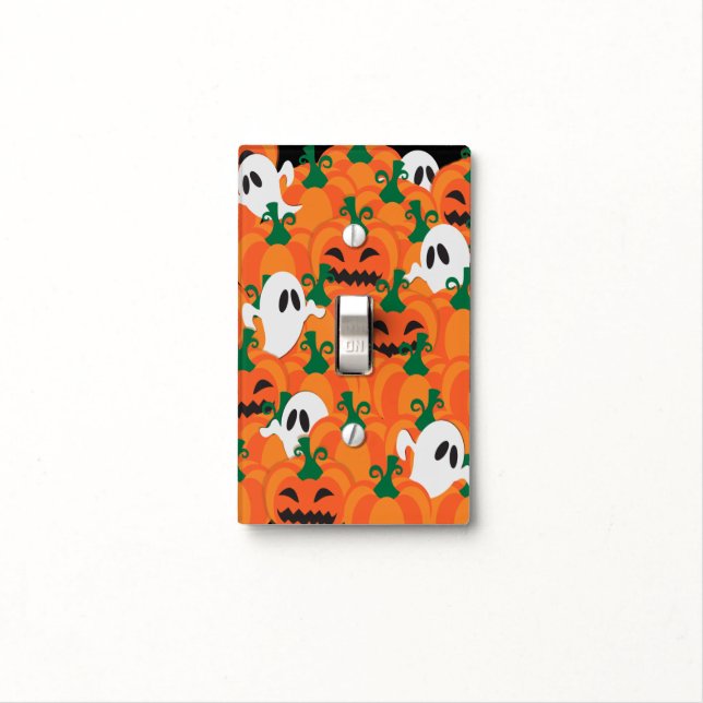 Halloween Ghosts Haunted Pumpkin Patch Light Switch Cover (In Situ)