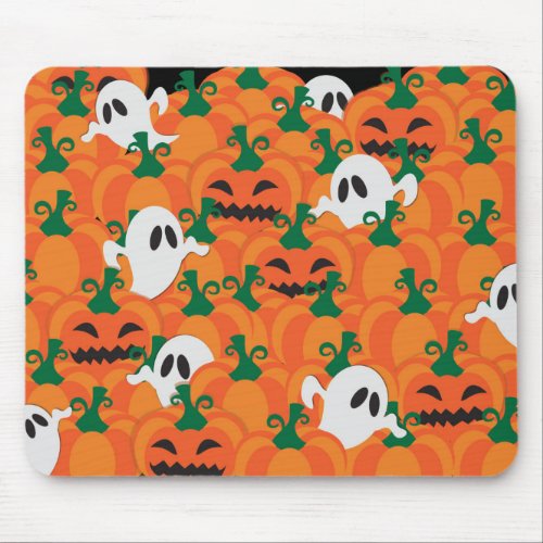 Halloween Ghosts Haunted Pumpkin Patch Mouse Pad
