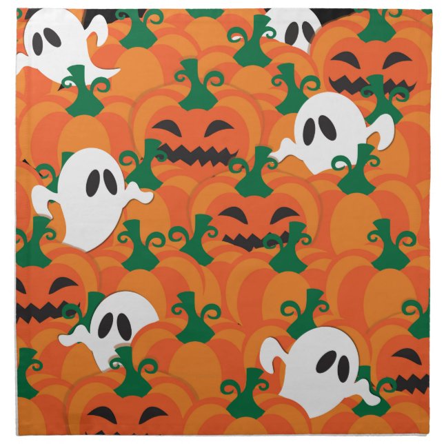 Halloween Ghosts Haunted Pumpkin Patch Napkin (Front)