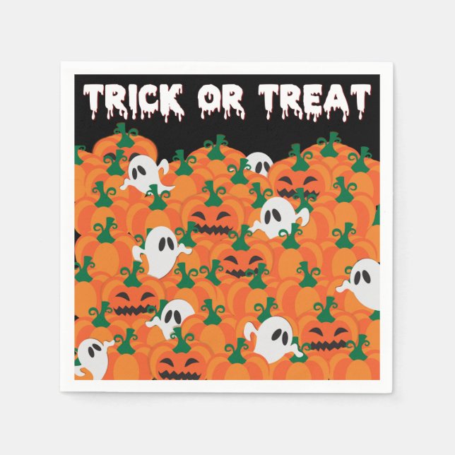 Halloween Ghosts Haunted Pumpkin Patch Napkins (Front)