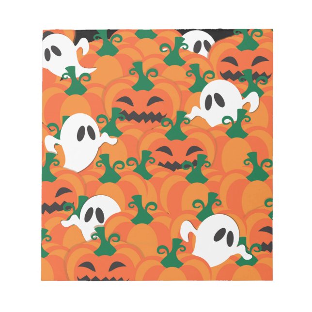 Halloween Ghosts Haunted Pumpkin Patch Notepad (Front)