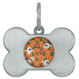 Halloween Ghosts Haunted Pumpkin Patch Pet ID Tag