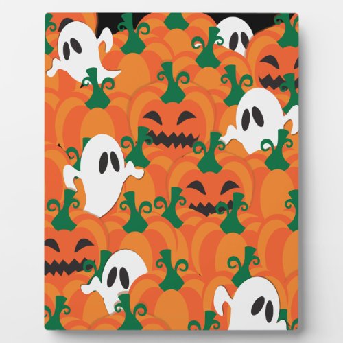 Halloween Ghosts Haunted Pumpkin Patch Plaque